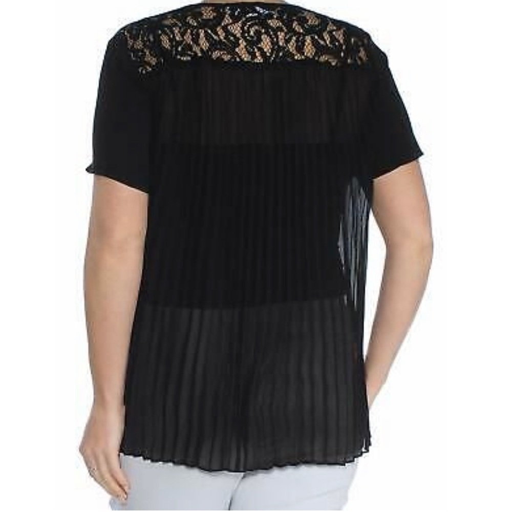Michael Kors NWT $98 Womens Black Pleated Lace-Yoke Chic Pleats Size PS. - Picture 2 of 4